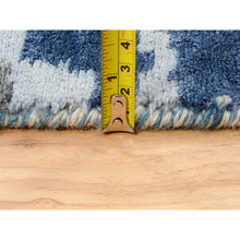 Load image into Gallery viewer, 10&#39;1&quot;x10&#39;1&quot; Denim Blue With Taupe Abstract Design Wool And Silk Hi-low Pile Hand Knotted Oriental Square Rug FWR377268
