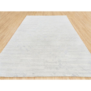 9'x12' Hand Spun Undyed Natural Wool Modern Hand Knotted Light Gray Cut And Loop Pile Oriental Rug FWR377340