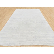 Load image into Gallery viewer, 9&#39;x12&#39; Hand Spun Undyed Natural Wool Modern Hand Knotted Light Gray Cut And Loop Pile Oriental Rug FWR377340