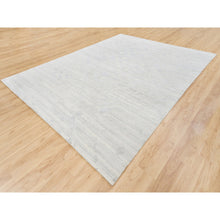 Load image into Gallery viewer, 9&#39;x12&#39; Hand Spun Undyed Natural Wool Modern Hand Knotted Light Gray Cut And Loop Pile Oriental Rug FWR377340