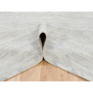9'x12' Hand Spun Undyed Natural Wool Modern Hand Knotted Light Gray Cut And Loop Pile Oriental Rug FWR377340