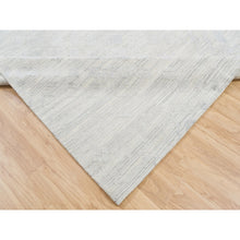 Load image into Gallery viewer, 9&#39;x12&#39; Hand Spun Undyed Natural Wool Modern Hand Knotted Light Gray Cut And Loop Pile Oriental Rug FWR377340