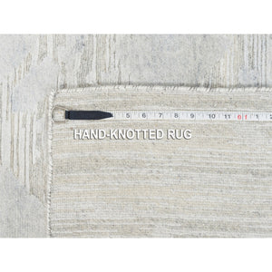 9'x12' Hand Spun Undyed Natural Wool Modern Hand Knotted Light Gray Cut And Loop Pile Oriental Rug FWR377340