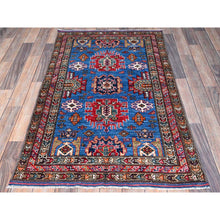Load image into Gallery viewer, 2&#39;10&quot;x4&#39;6&quot; Carolina Blue, Afghan Ersari with Turkish Knot, Caucasian Design Revival, Vegetable Dyes, Densely Woven, Hand Knotted, Soft Wool, Oriental Rug FWR3768