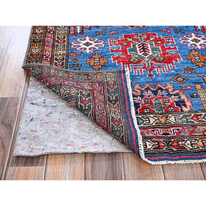 2'10"x4'6" Carolina Blue, Afghan Ersari with Turkish Knot, Caucasian Design Revival, Vegetable Dyes, Densely Woven, Hand Knotted, Soft Wool, Oriental Rug FWR3768