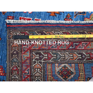 2'10"x4'6" Carolina Blue, Afghan Ersari with Turkish Knot, Caucasian Design Revival, Vegetable Dyes, Densely Woven, Hand Knotted, Soft Wool, Oriental Rug FWR3768
