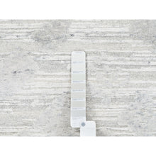 Load image into Gallery viewer, 4&#39;x12&#39; Modern Hand Spun Undyed Natural Wool Cut And Loop Pile Hand Knotted Ivory With Gray Oriental Wide Runner Rug FWR377436