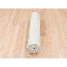 Load image into Gallery viewer, 4&#39;x12&#39; Modern Hand Spun Undyed Natural Wool Cut And Loop Pile Hand Knotted Ivory With Gray Oriental Wide Runner Rug FWR377436