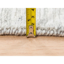 Load image into Gallery viewer, 4&#39;x12&#39; Modern Hand Spun Undyed Natural Wool Cut And Loop Pile Hand Knotted Ivory With Gray Oriental Wide Runner Rug FWR377436