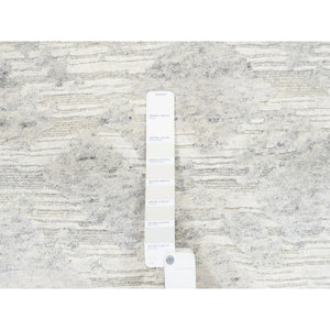 2'7"x12' Hand Spun Undyed Natural Wool Modern Hand Knotted Ivory Oriental Runner Rug FWR377514