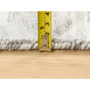 2'7"x12' Hand Spun Undyed Natural Wool Modern Hand Knotted Ivory Oriental Runner Rug FWR377514