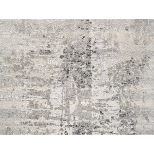 2'5"x10' Hand Spun Undyed Natural Wool Modern Hand Knotted Light Gray Oriental Runner Rug FWR377526