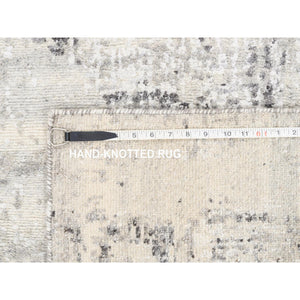 2'5"x10' Hand Spun Undyed Natural Wool Modern Hand Knotted Light Gray Oriental Runner Rug FWR377526