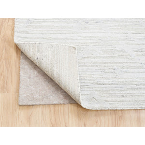 10'x10' Hand Knotted Modern Hand Spun Undyed Natural Wool Ivory With Gray Oriental Square Rug FWR377544
