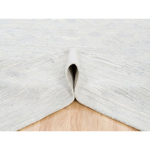 10'x10' Hand Knotted Modern Hand Spun Undyed Natural Wool Ivory With Gray Oriental Square Rug FWR377544