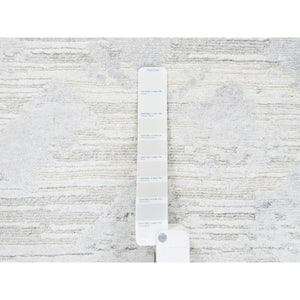 10'x10' Hand Knotted Modern Hand Spun Undyed Natural Wool Ivory With Gray Oriental Square Rug FWR377544