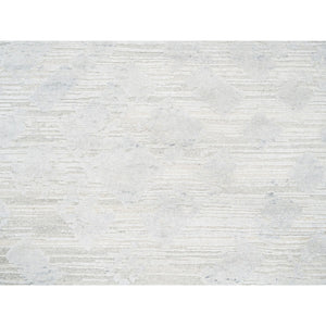 10'x10' Hand Knotted Modern Hand Spun Undyed Natural Wool Ivory With Gray Oriental Square Rug FWR377544