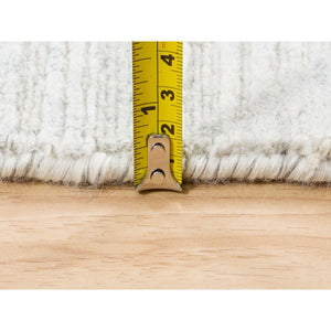 10'x10' Hand Knotted Modern Hand Spun Undyed Natural Wool Ivory With Gray Oriental Square Rug FWR377544