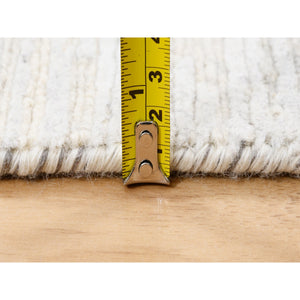 2'6"x12' Ivory Hand Spun Undyed Natural Wool Modern Hand Knotted Oriental Runner Rug FWR377628