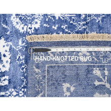 Load image into Gallery viewer, 4&#39;1&quot;x6&#39;1&quot; Denim Blue Tone On Tone Tabriz Hand Knotted Wool And Silk Oriental Rug FWR377772