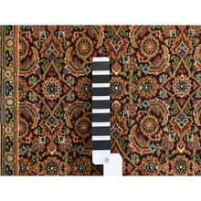 Load image into Gallery viewer, 4&#39;2&quot;x6&#39;3&quot; Pitch Black Wool Luxury Herati Fish Design Hand Knotted Dense Weave 250 Kpsi Oriental Rug FWR377868