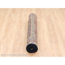 Load image into Gallery viewer, 4&#39;2&quot;x6&#39;3&quot; Pitch Black Wool Luxury Herati Fish Design Hand Knotted Dense Weave 250 Kpsi Oriental Rug FWR377868