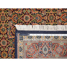 Load image into Gallery viewer, 4&#39;2&quot;x6&#39;3&quot; Pitch Black Wool Luxury Herati Fish Design Hand Knotted Dense Weave 250 Kpsi Oriental Rug FWR377868