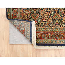 Load image into Gallery viewer, 3&#39;1&quot;x5&#39;2&quot; Jet Black Herati All Over Fish Design Dense Weave Hand Knotted 250 Kpsi Wool Oriental Rug FWR377874