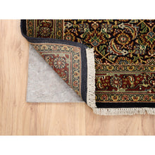 Load image into Gallery viewer, 3&#39;2&quot;x5&#39; Onyx Black Hand Knotted Herati All Over Fish Design Wool Dense Weave 250 Kpsi Oriental Rug FWR377880