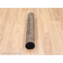 Load image into Gallery viewer, 3&#39;2&quot;x5&#39; Onyx Black Hand Knotted Herati All Over Fish Design Wool Dense Weave 250 Kpsi Oriental Rug FWR377880