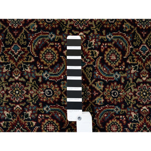 5'2"x7'4" Onyx Black Wool 175 KPSI Dense Weave Herati All Over Fish Design Hand Knotted Oriental Rug FWR377970