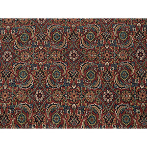 4'x6'3" Wool Dense Weave Herati All Over Fish Design Hand Knotted 250 Kpsi Red Oriental Rug FWR377982