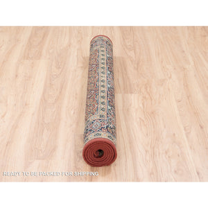4'x6'3" Wool Dense Weave Herati All Over Fish Design Hand Knotted 250 Kpsi Red Oriental Rug FWR377982