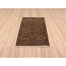 Load image into Gallery viewer, 2&#39;7&quot;x4&#39; Hand Knotted Herati All Over Fish Design 250 Kpsi Wool Dense Weave Red Oriental Rug FWR378018