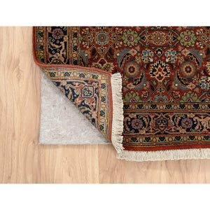 2'7"x4' Hand Knotted Herati All Over Fish Design 250 Kpsi Wool Dense Weave Red Oriental Rug FWR378018
