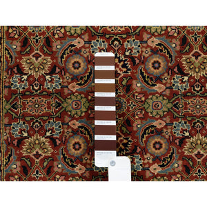 2'7"x4' Hand Knotted Herati All Over Fish Design 250 Kpsi Wool Dense Weave Red Oriental Rug FWR378018