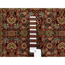 Load image into Gallery viewer, 2&#39;7&quot;x4&#39; Hand Knotted Herati All Over Fish Design 250 Kpsi Wool Dense Weave Red Oriental Rug FWR378018