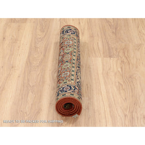 2'7"x4' Hand Knotted Herati All Over Fish Design 250 Kpsi Wool Dense Weave Red Oriental Rug FWR378018