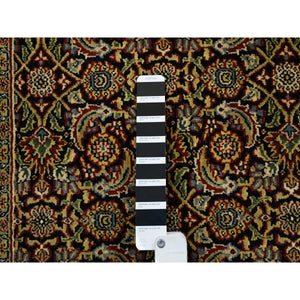 2'6"x10' Ink Black Herati All Over Fish Design Hand Knotted 250 Kpsi Dense Weave Wool Oriental Runner Rug FWR378036