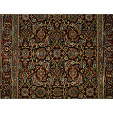 Load image into Gallery viewer, 2&#39;6&quot;x10&#39; Ink Black Herati All Over Fish Design Hand Knotted 250 Kpsi Dense Weave Wool Oriental Runner Rug FWR378036