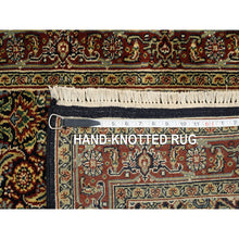 Load image into Gallery viewer, 2&#39;6&quot;x10&#39; Ink Black Herati All Over Fish Design Hand Knotted 250 Kpsi Dense Weave Wool Oriental Runner Rug FWR378036