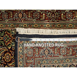 2'6"x10' Ink Black Herati All Over Fish Design Hand Knotted 250 Kpsi Dense Weave Wool Oriental Runner Rug FWR378036