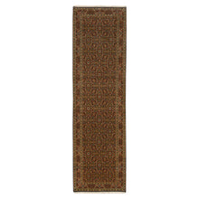 Load image into Gallery viewer, 2&#39;8&quot;x9&#39;9&quot; Pitch Black Wool Herati All Over Fish Design 250 KPSI Hand Knotted Dense Weave Oriental Runner Rug FWR378066