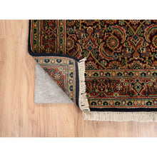 Load image into Gallery viewer, 2&#39;8&quot;x9&#39;9&quot; Pitch Black Wool Herati All Over Fish Design 250 Kpsi Hand Knotted Dense Weave Oriental Runner Rug FWR378066