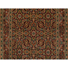 Load image into Gallery viewer, 2&#39;8&quot;x9&#39;9&quot; Pitch Black Wool Herati All Over Fish Design 250 Kpsi Hand Knotted Dense Weave Oriental Runner Rug FWR378066