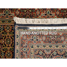 Load image into Gallery viewer, 2&#39;8&quot;x9&#39;9&quot; Pitch Black Wool Herati All Over Fish Design 250 Kpsi Hand Knotted Dense Weave Oriental Runner Rug FWR378066