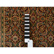 Load image into Gallery viewer, 2&#39;9&quot;x12&#39;4&quot; Jet Black Herati All Over Fish Design Dense Weave Hand Knotted 250 KPSI Wool Oriental Runner Rug FWR378138