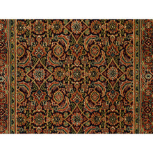 Load image into Gallery viewer, 2&#39;9&quot;x12&#39;4&quot; Jet Black Herati All Over Fish Design Dense Weave Hand Knotted 250 KPSI Wool Oriental Runner Rug FWR378138