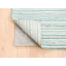 Load image into Gallery viewer, 9&#39;1&quot;x12&#39; Modern Design Plain Natural Wool Hand Loomed Ivory with Turquoise Oriental Rug FWR378258