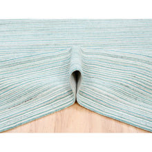 Load image into Gallery viewer, 9&#39;1&quot;x12&#39; Modern Design Plain Natural Wool Hand Loomed Ivory with Turquoise Oriental Rug FWR378258